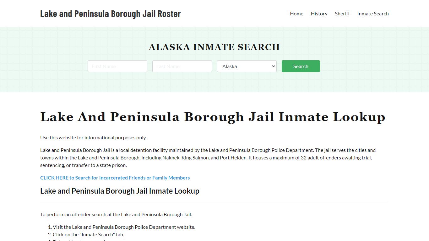 Lake and Peninsula Borough Jail Roster Lookup, AK, Inmate Search