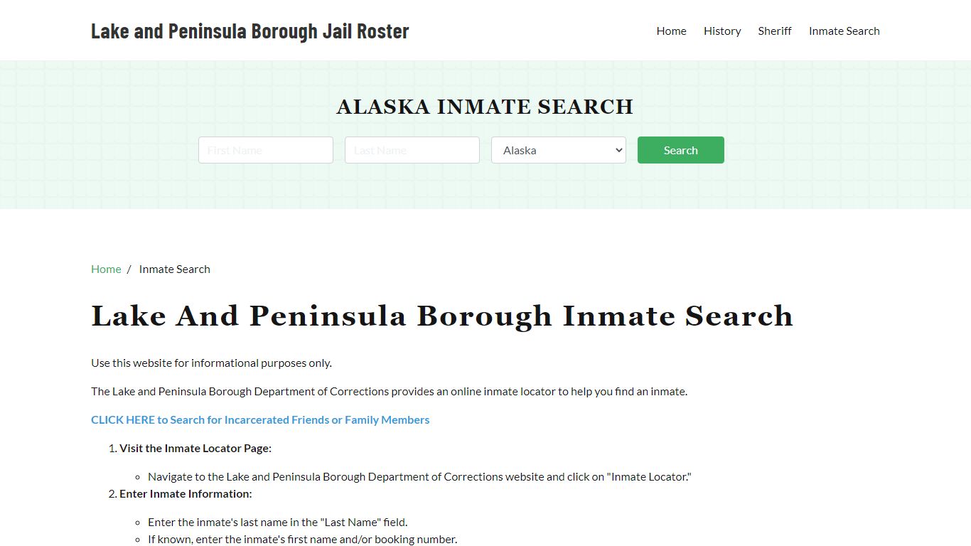 Lake and Peninsula Borough, AK Detainee Lookup