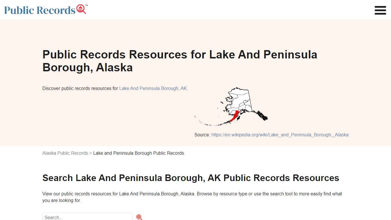 Lake And Peninsula Borough Public Records Search