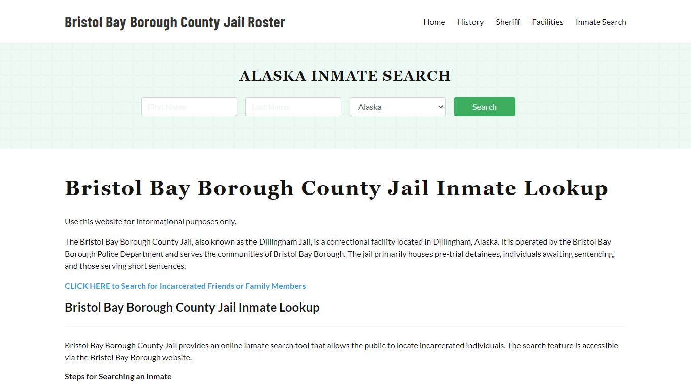 Bristol Bay Borough County Jail Roster Lookup, AK, Inmate Search